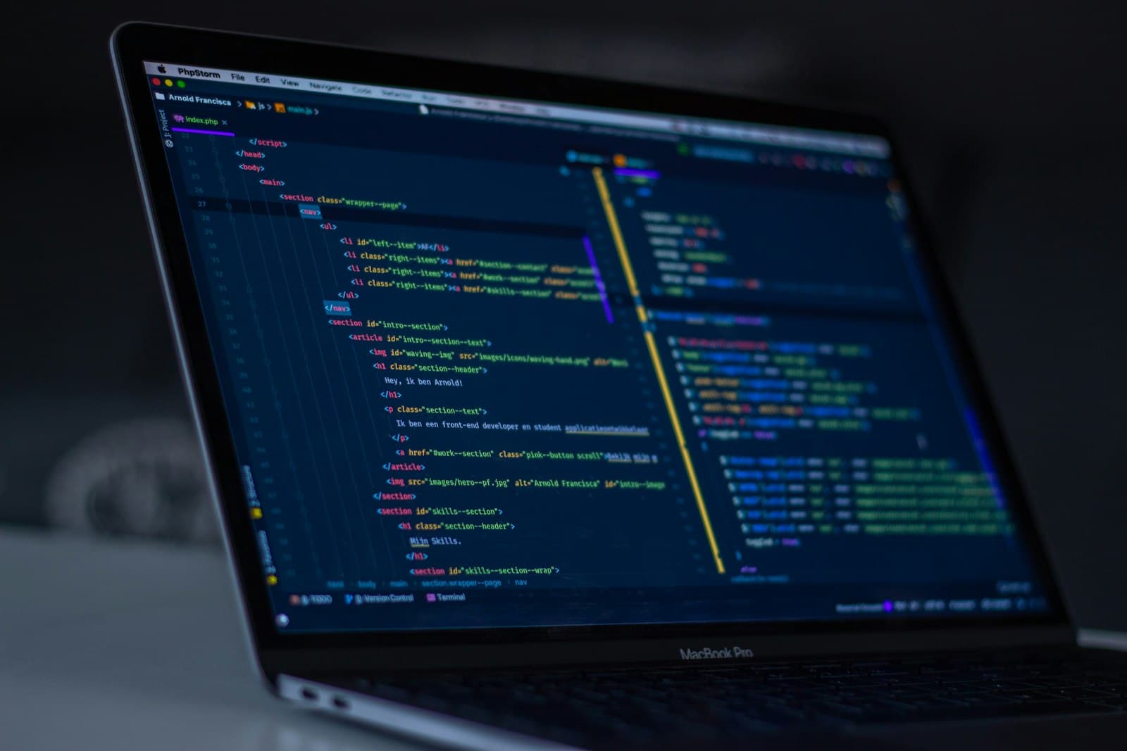 Code on a laptop screen